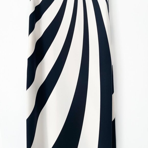 Lisa Perry Black and White Swirl Stripe Maxi Dress Gown Silk - Picture 4 of 16